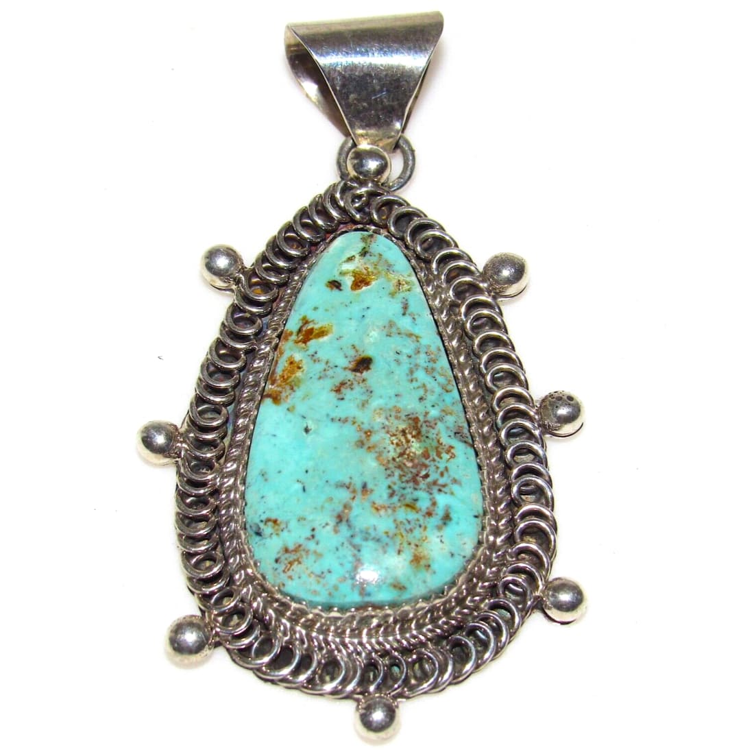 Navajo Royston Turquoise Pendant Sterling Silver Native 