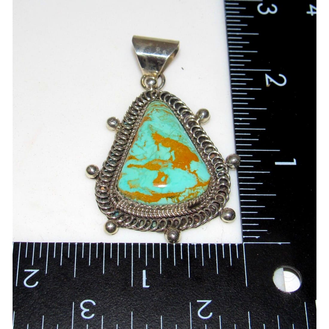 Navajo Royston Turquoise Pendant Sterling Silver Native 