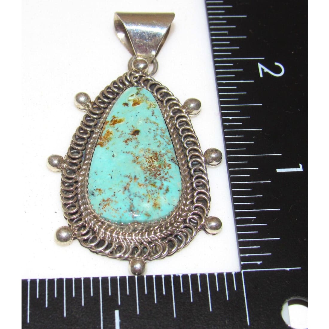 Navajo Royston Turquoise Pendant Sterling Silver Native 