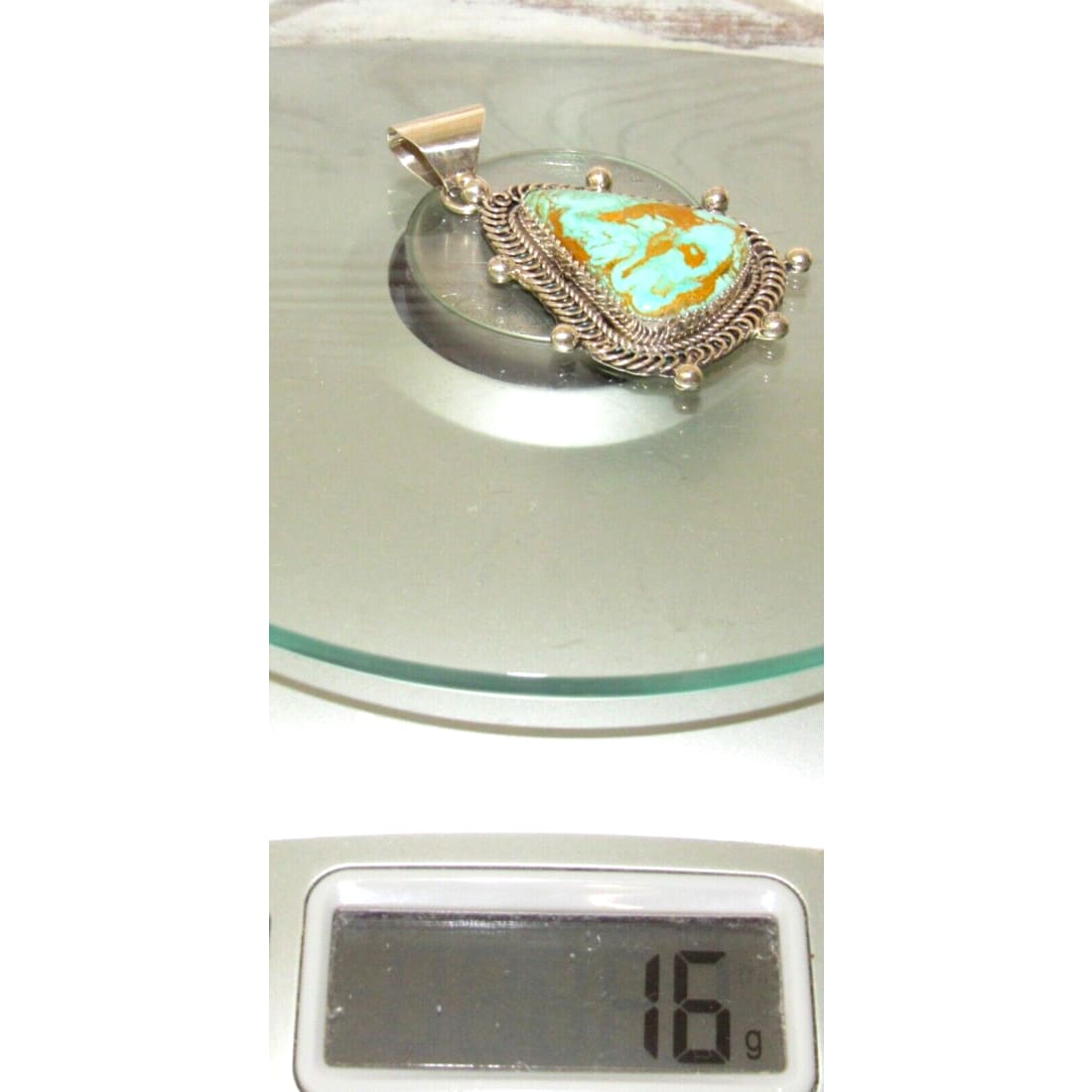 Navajo Royston Turquoise Pendant Sterling Silver Native 