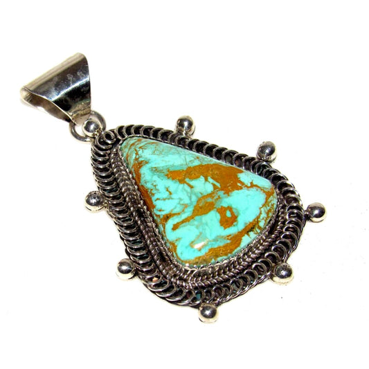Navajo Royston Turquoise Pendant Sterling Silver Native 