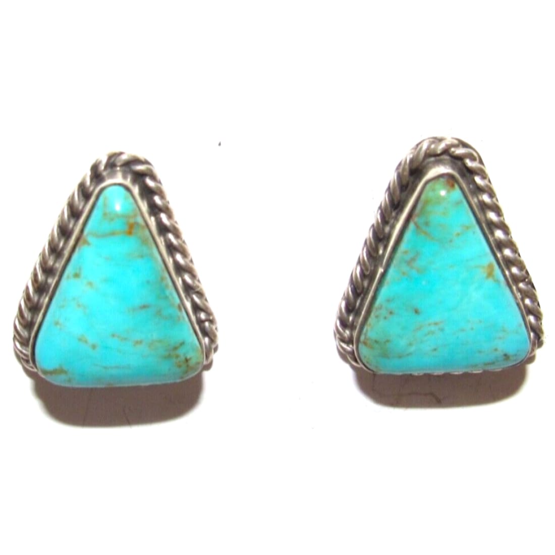 Navajo Royston Turquoise Post Earrings Sterling Silver 