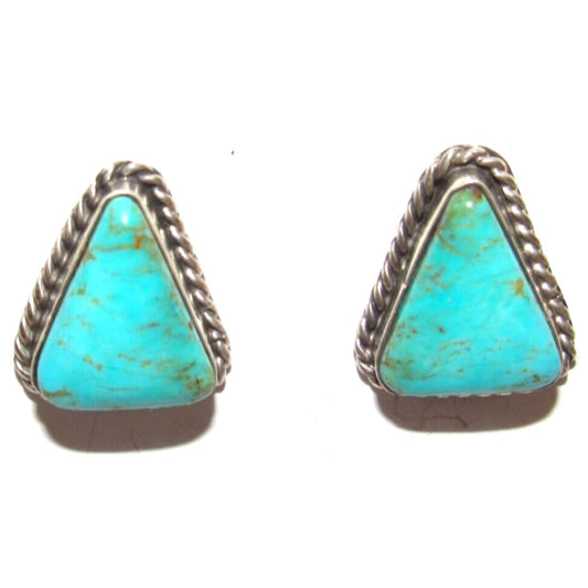 Navajo Royston Turquoise Post Earrings Sterling Silver 