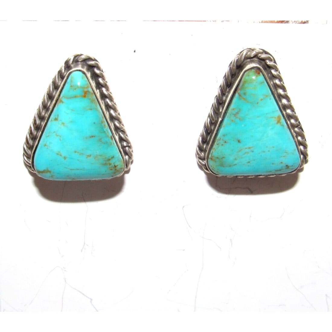 Navajo Royston Turquoise Post Earrings Sterling Silver 