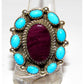 Navajo Royston Turquoise Purple Spiny Cluster Ring Sz 9