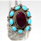 Navajo Royston Turquoise Purple Spiny Cluster Ring Sz 9