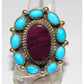 Navajo Royston Turquoise Purple Spiny Cluster Ring Sz 9