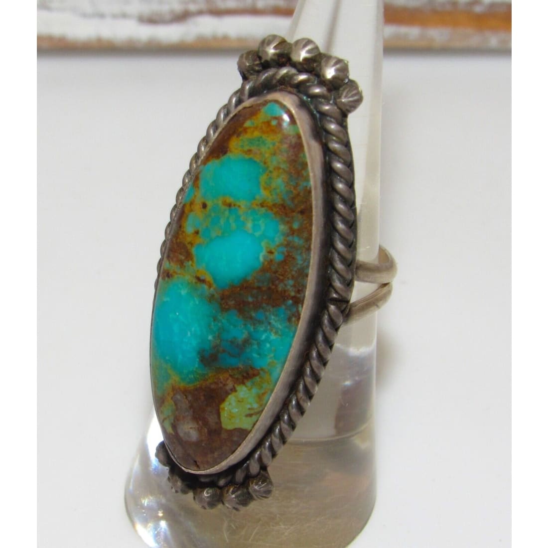 Navajo Royston Turquoise Ring Size 6.5 Sterling Silver S. 