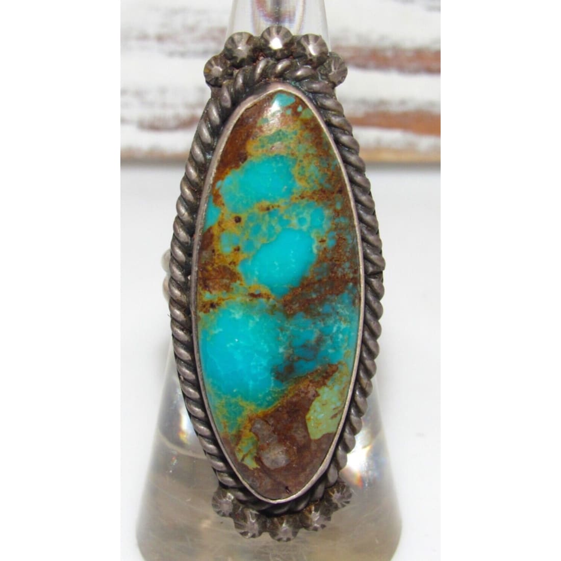Navajo Royston Turquoise Ring Size 6.5 Sterling Silver S. 