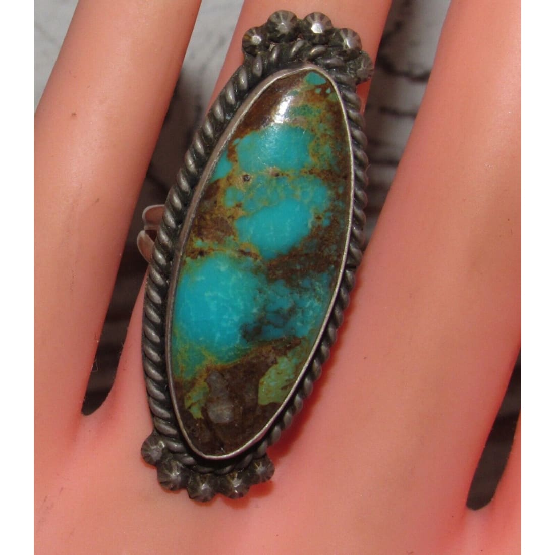 Navajo Royston Turquoise Ring Size 6.5 Sterling Silver S. 