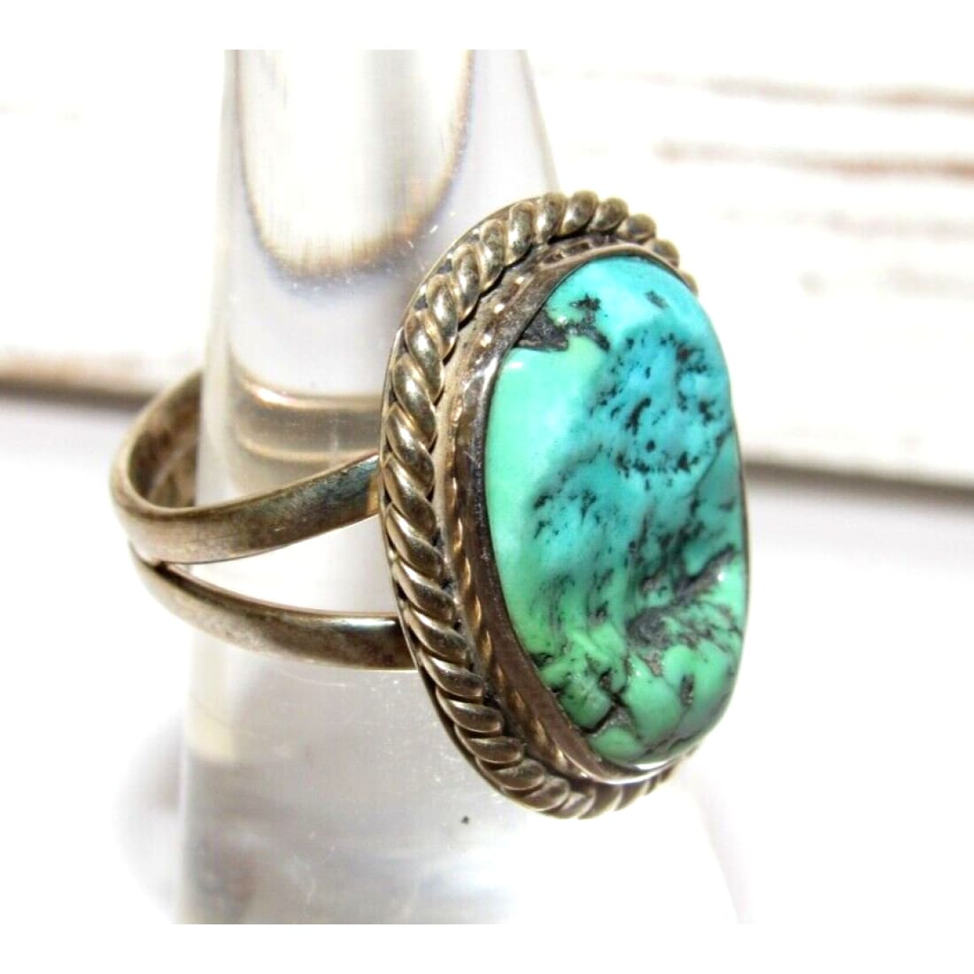 Navajo Royston Turquoise Ring Size 8 Adjustable Sterling 