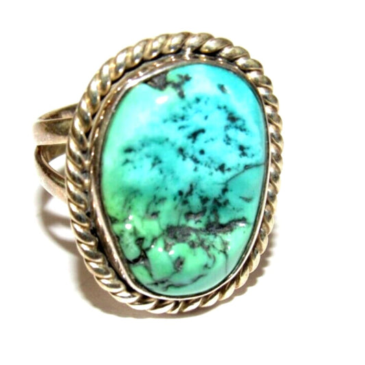 Navajo Royston Turquoise Ring Size 8 Adjustable Sterling 