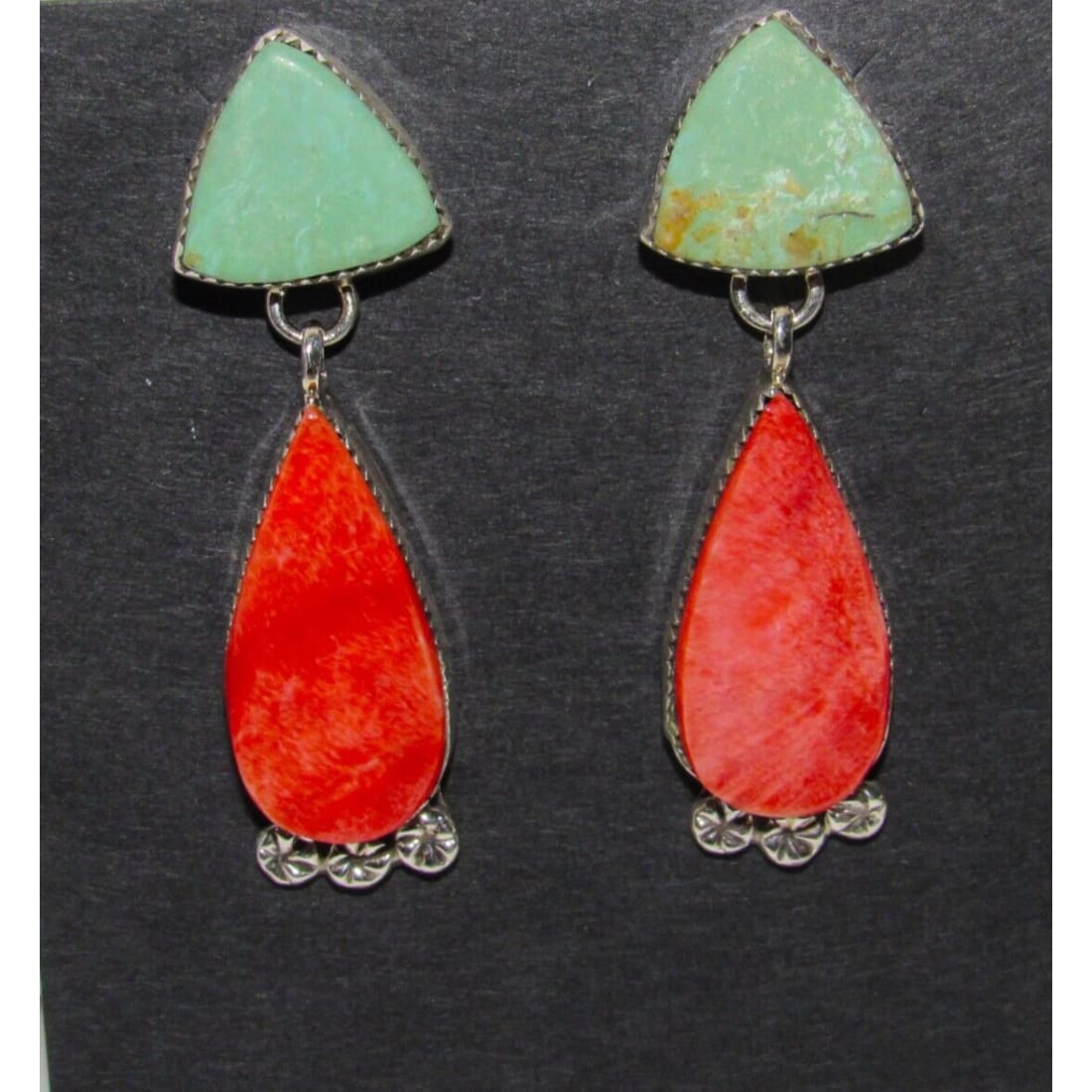 Navajo Royston Turquoise Spiny Sterling Silver Dangle 