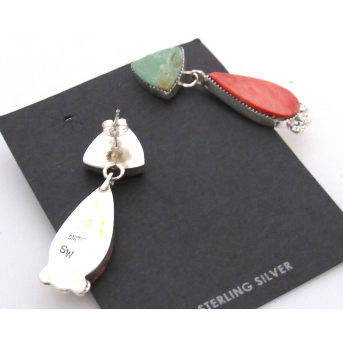 Navajo Royston Turquoise Spiny Sterling Silver Dangle 