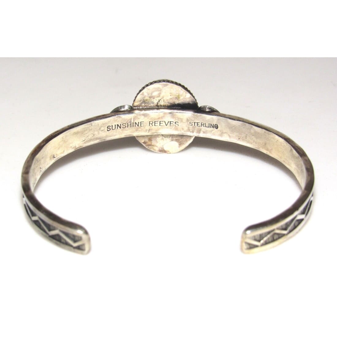 Navajo Royston Turquoise Stacker Cuff Bracelet Sterling Silver Sunshine Reeves Native American