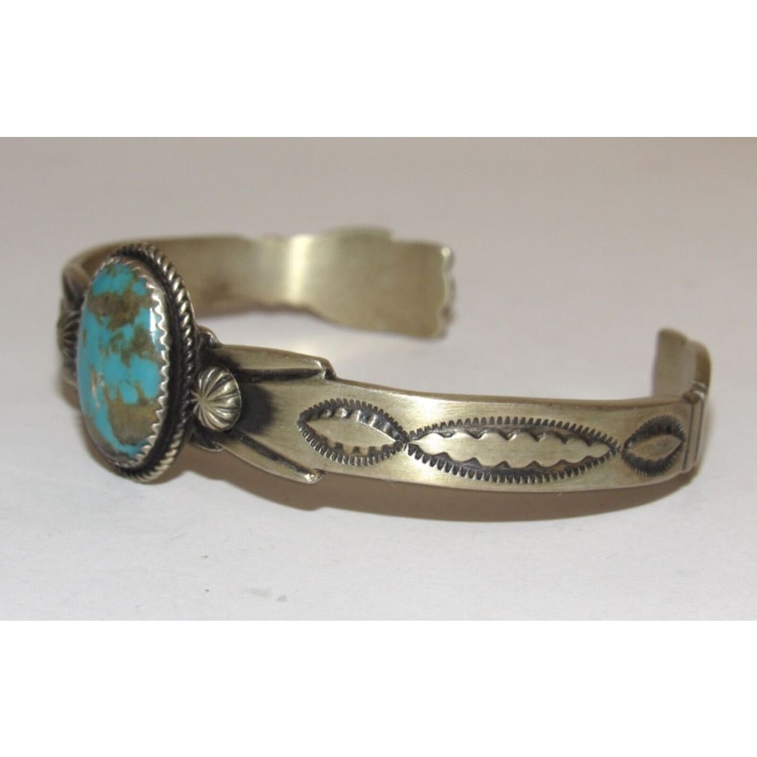 Navajo Royston Turquoise Stacker Sterling Cuff Bracelet 