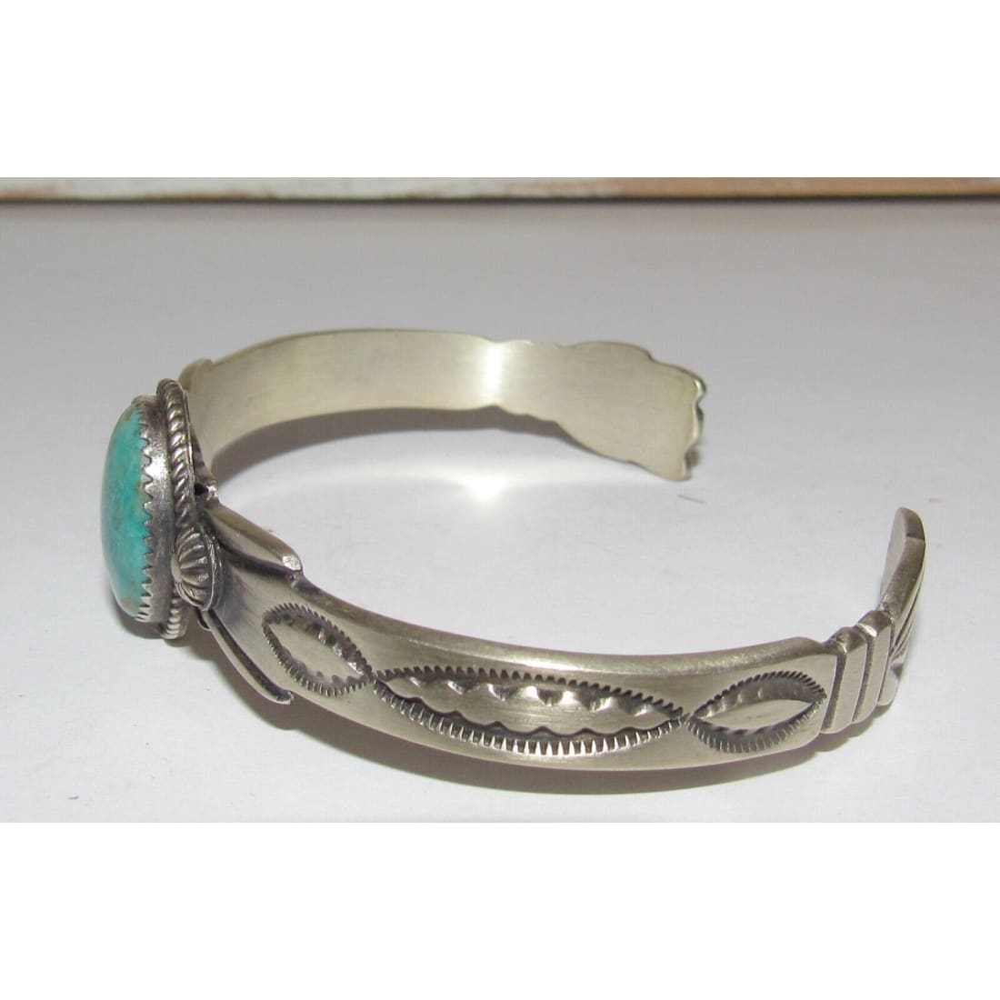 Navajo Royston Turquoise Stacker Sterling Cuff Bracelet 