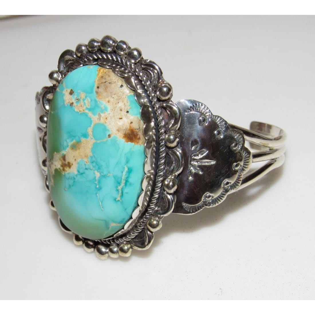 Navajo Royston Turquoise Statement Cuff Bracelet Sterling Native American 7" 39G Native American