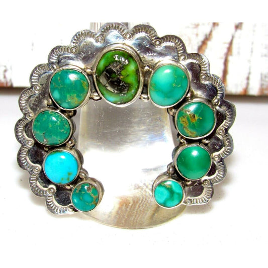 Navajo Royston Turquoise Statement Naja Ring Size 7 Adjsutable Sterling Silver Native American