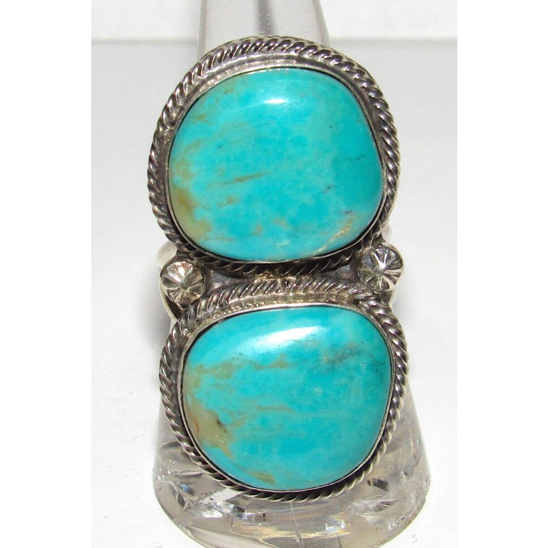 Navajo Royston Turquoise Statement Ring Size 8 Sterling