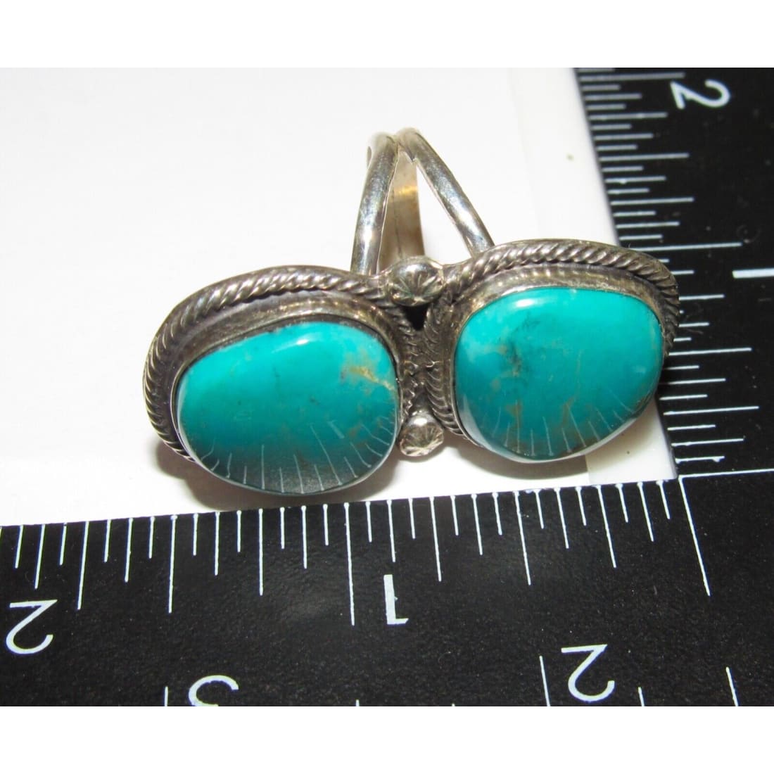 Navajo Royston Turquoise Statement Ring Size 8 Sterling