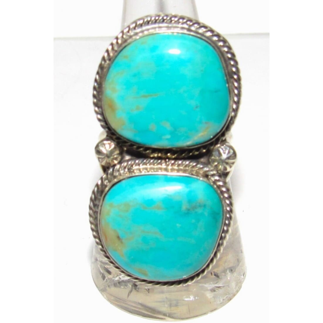 Navajo Royston Turquoise Statement Ring Size 8 Sterling