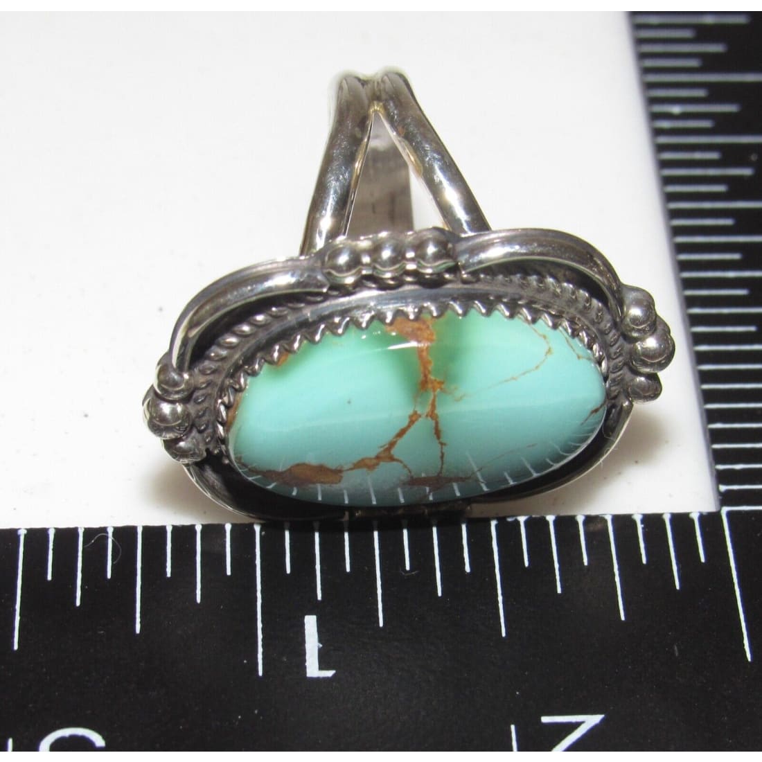 Navajo Royston Turquoise Statement Ring Sz 7.5 Sterling 