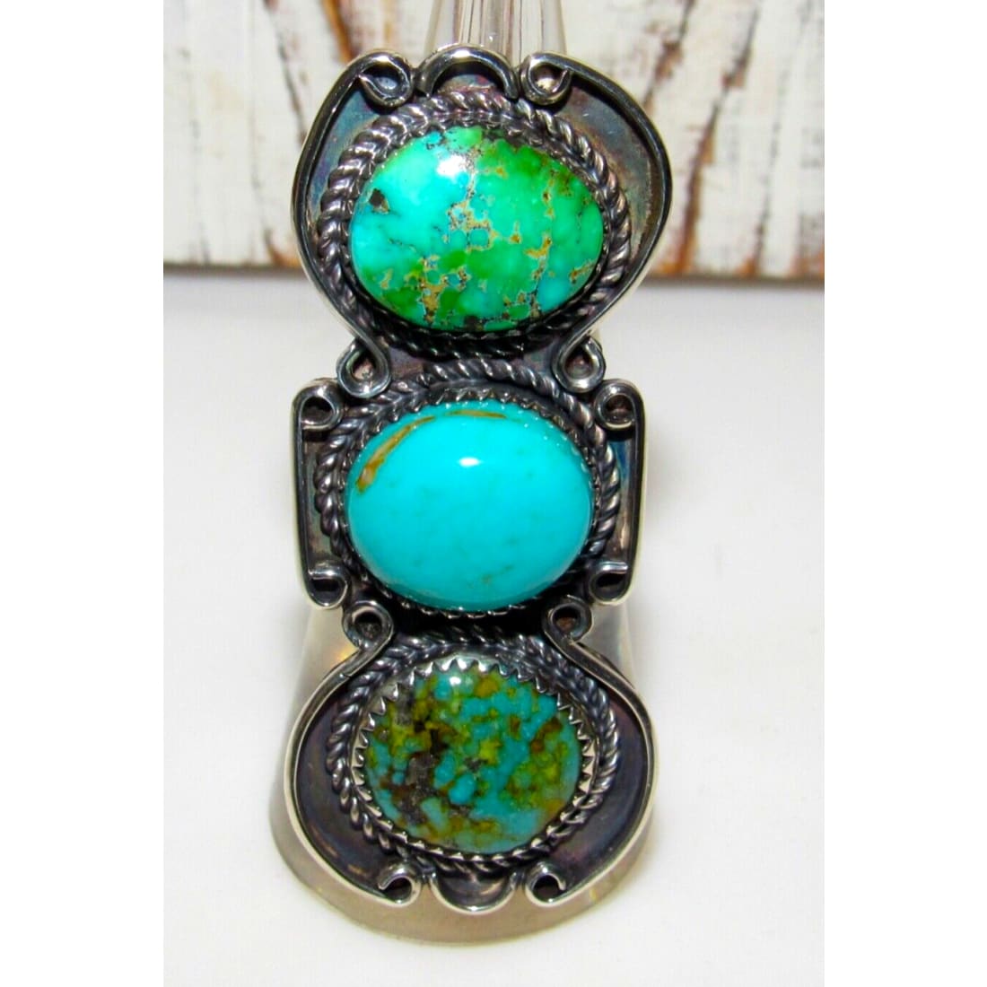 Navajo Royston Turquoise Statement Ring Sz 7 Sterling Silver