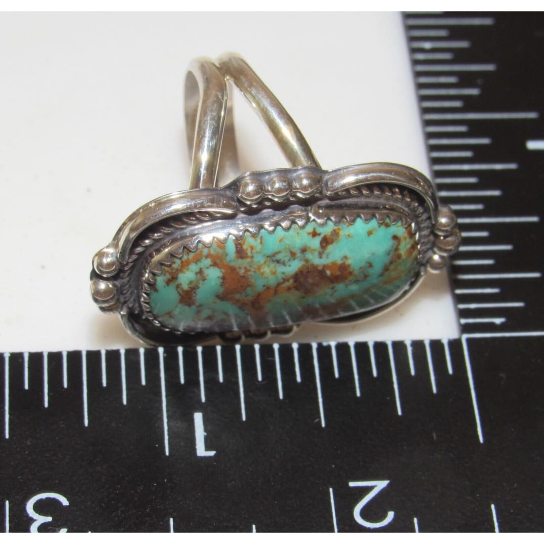 Navajo Royston Turquoise Statement Ring Sz 7 Sterling Silver