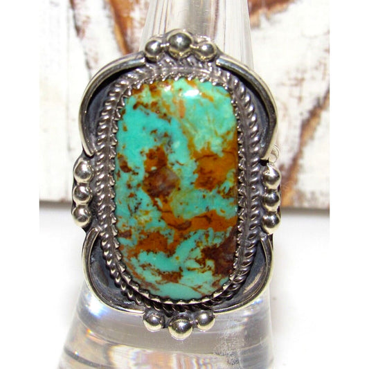 Navajo Royston Turquoise Statement Ring Sz 7 Sterling Silver
