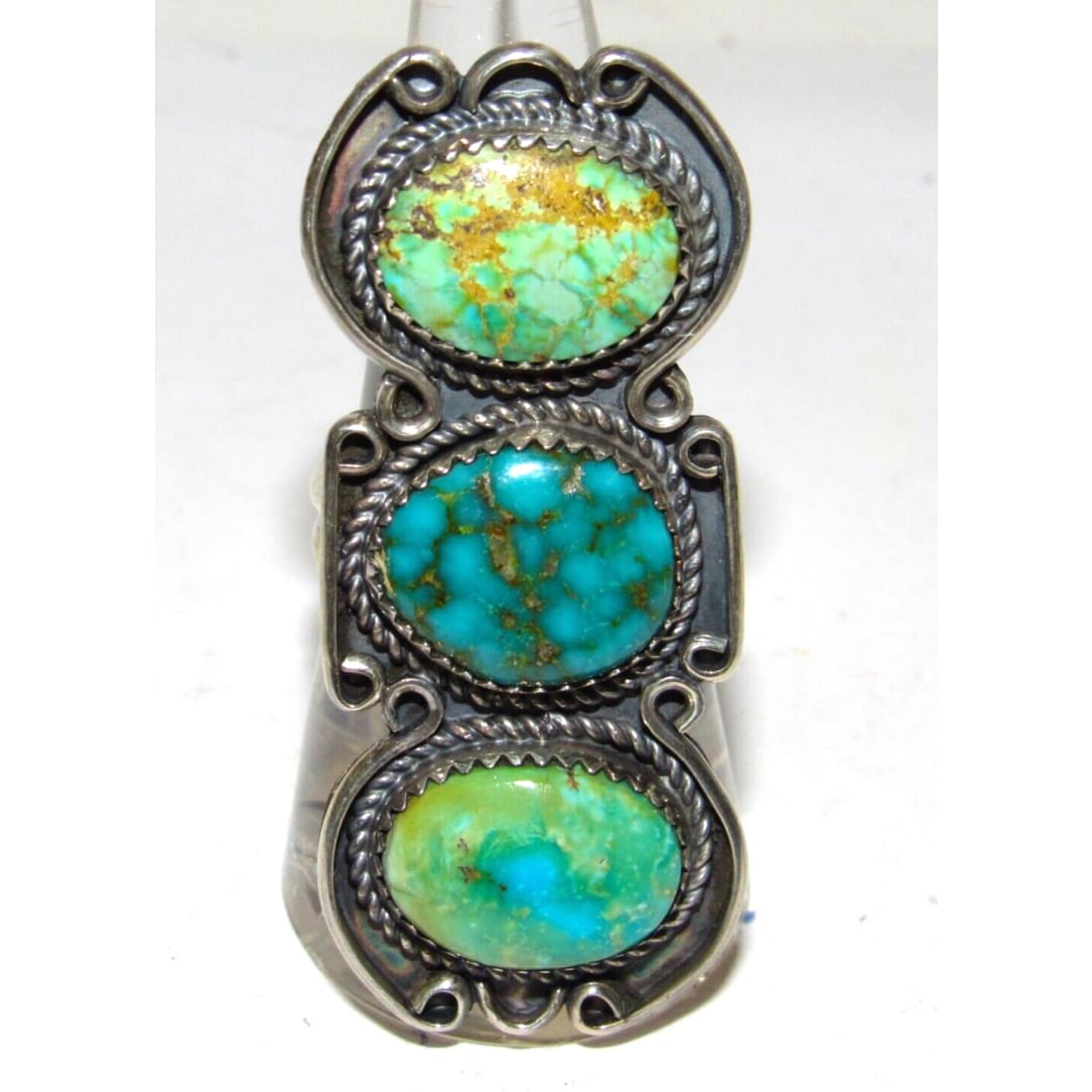Navajo Royston Turquoise Statement Ring Sz 8 Sterling Silver