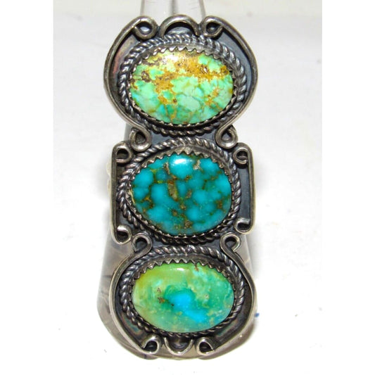 Navajo Royston Turquoise Statement Ring Sz 8 Sterling Silver