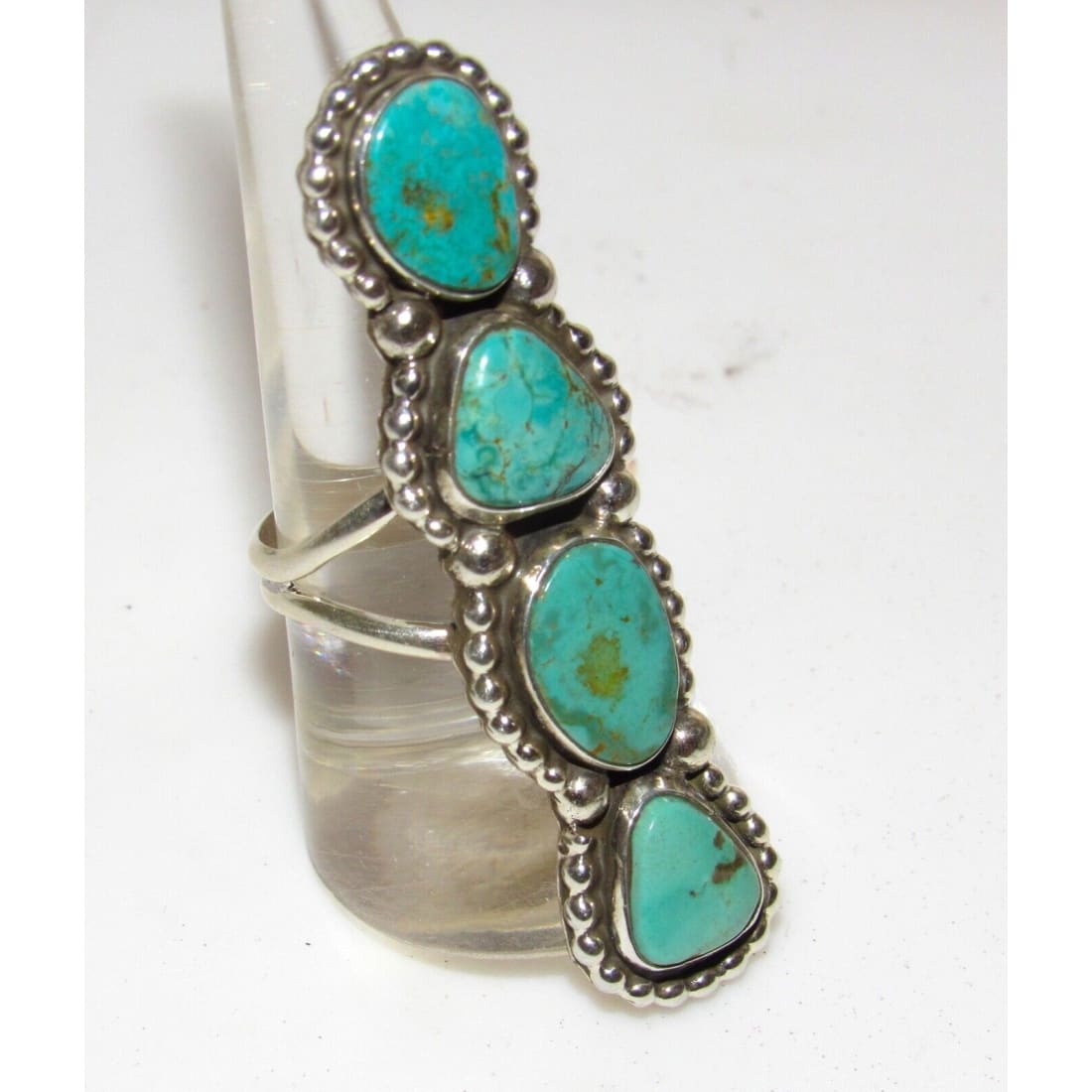 Navajo Royston Turquoise Statement Ring Sz 9 Sterling Silver