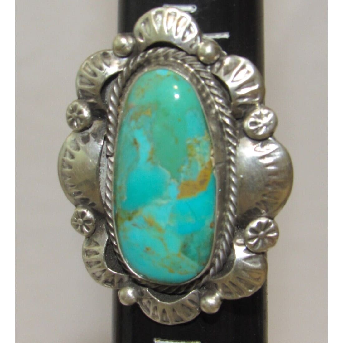 Navajo Royston Turquoise Statement Ring Sz 9 Sterling Silver