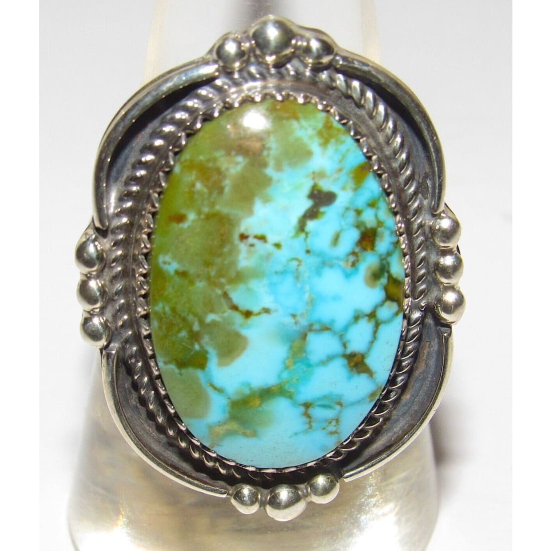 Navajo Royston Turquoise Statement Ring Sz 9 Sterling Silver