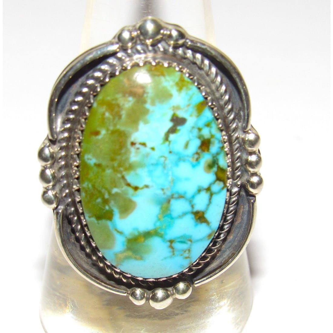 Navajo Royston Turquoise Statement Ring Sz 9 Sterling Silver