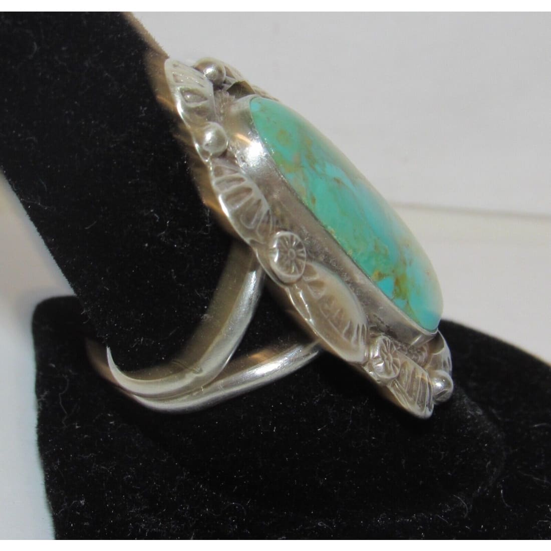 Navajo Royston Turquoise Statement Ring Sz 9 Sterling Silver