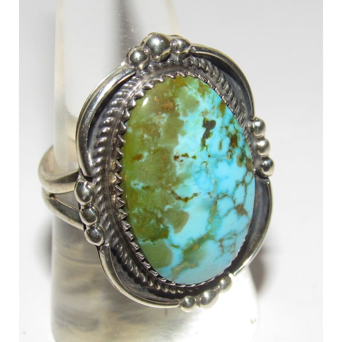 Navajo Royston Turquoise Statement Ring Sz 9 Sterling Silver