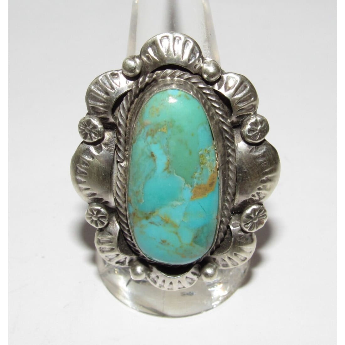 Navajo Royston Turquoise Statement Ring Sz 9 Sterling Silver