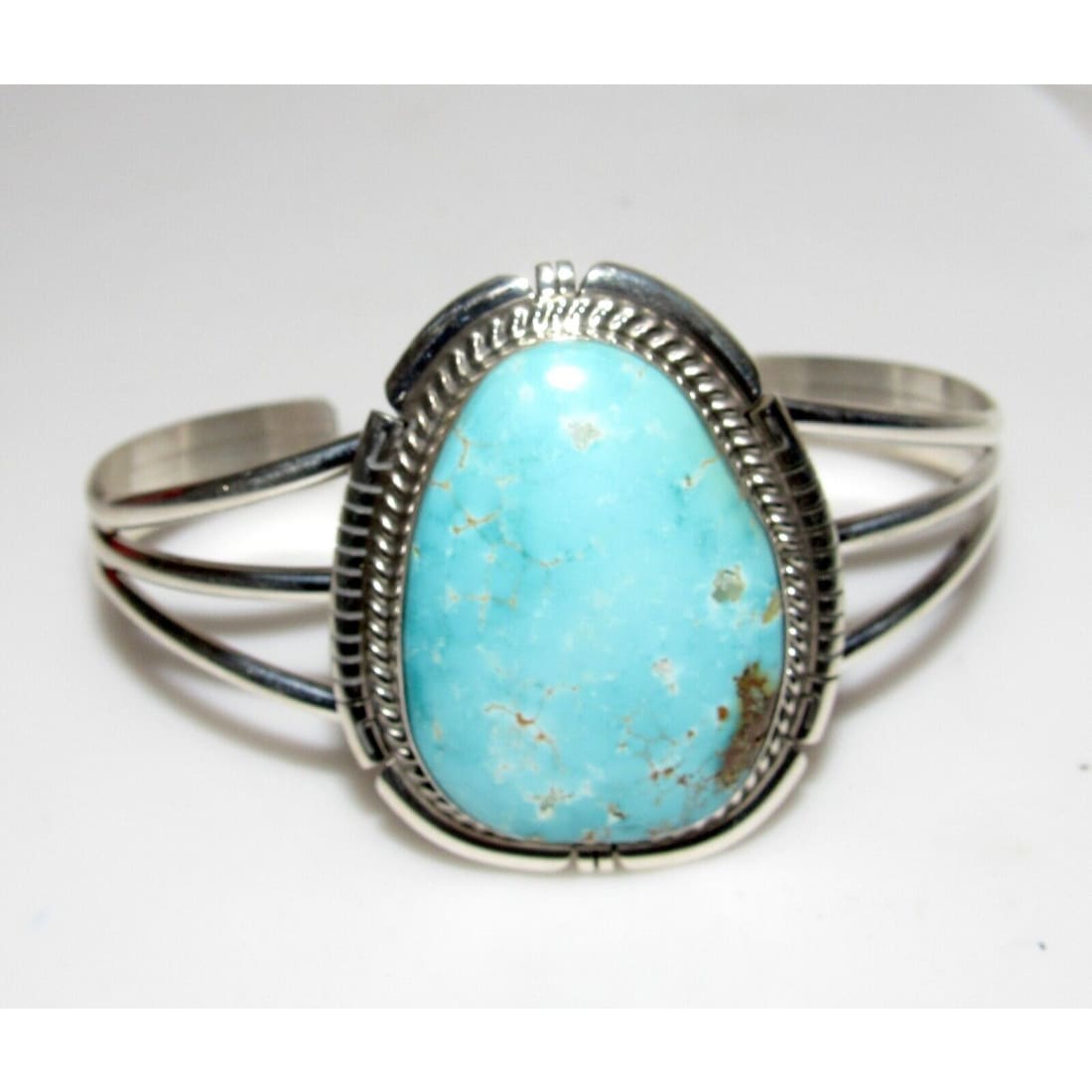 Navajo Royston Turquoise Sterling Cuff Bracelet Signed 