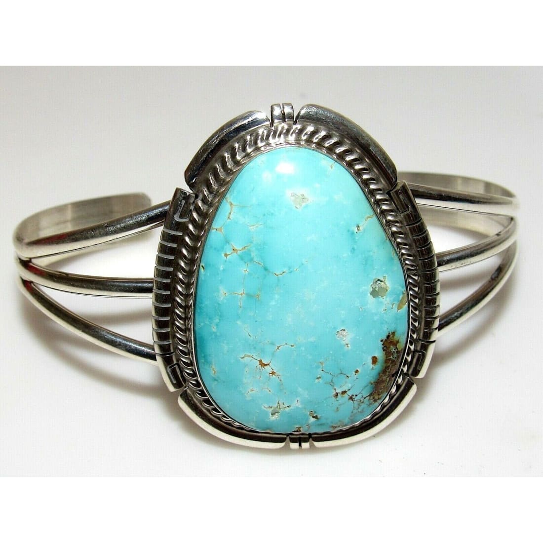 Navajo Royston Turquoise Sterling Cuff Bracelet Signed 