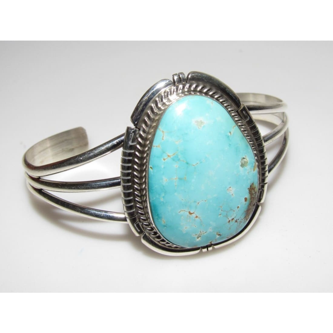Navajo Royston Turquoise Sterling Cuff Bracelet Signed 