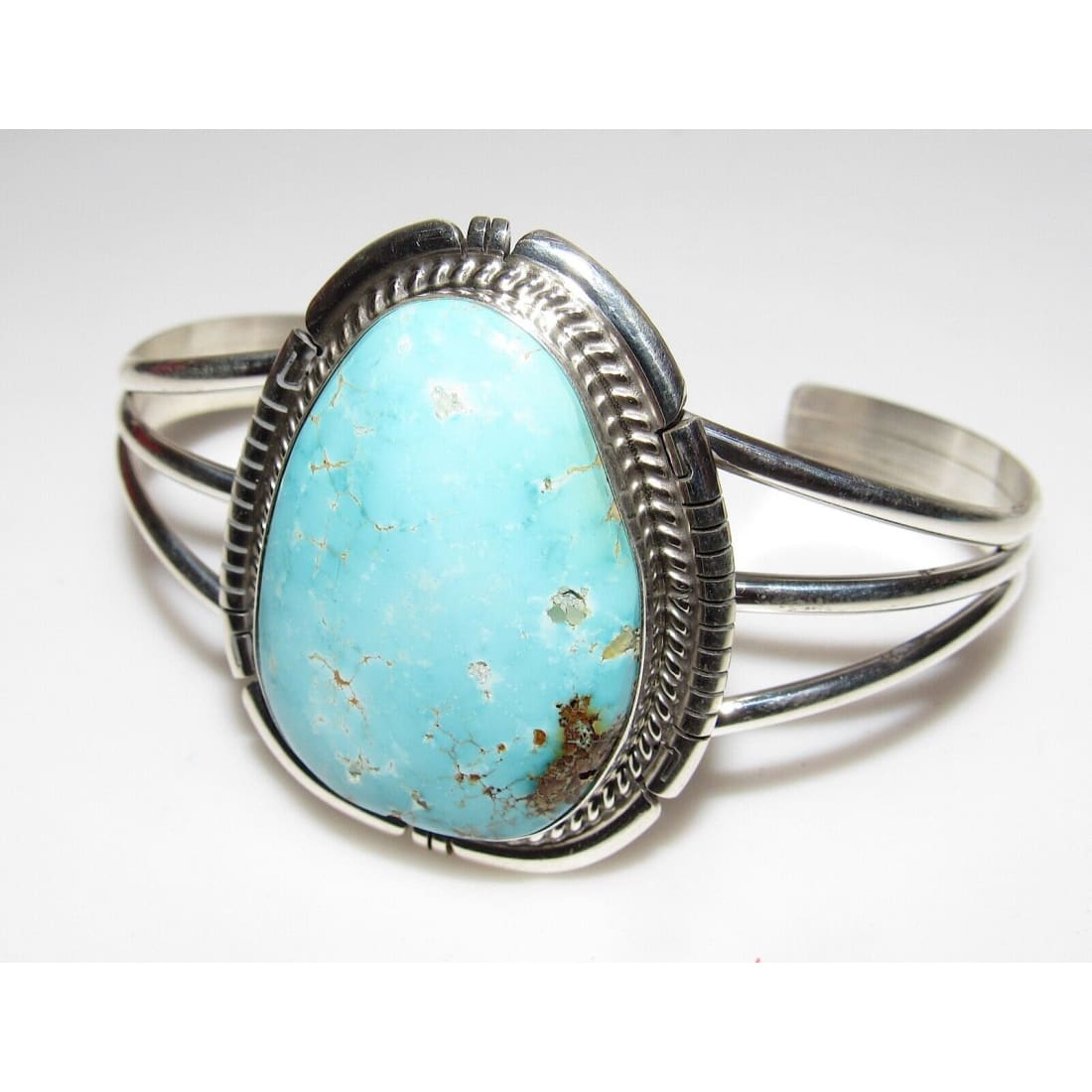Navajo Royston Turquoise Sterling Cuff Bracelet Signed 