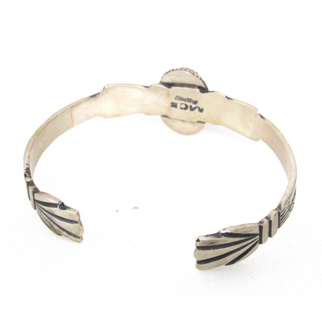 Navajo Royston Turquoise Sterling Hand Etched Stacker Cuff 