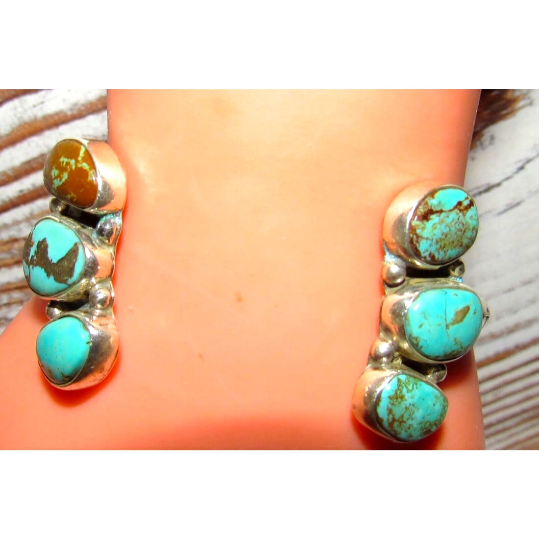 Navajo Royston Turquoise Sterling Open Stacker Cuff Bracelet