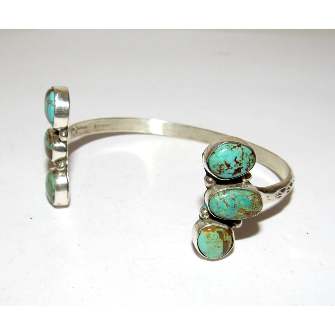 Navajo Royston Turquoise Sterling Open Stacker Cuff Bracelet
