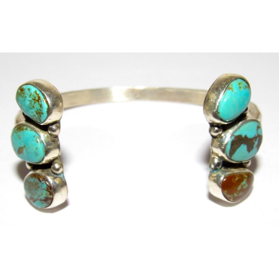 Navajo Royston Turquoise Sterling Open Stacker Cuff Bracelet