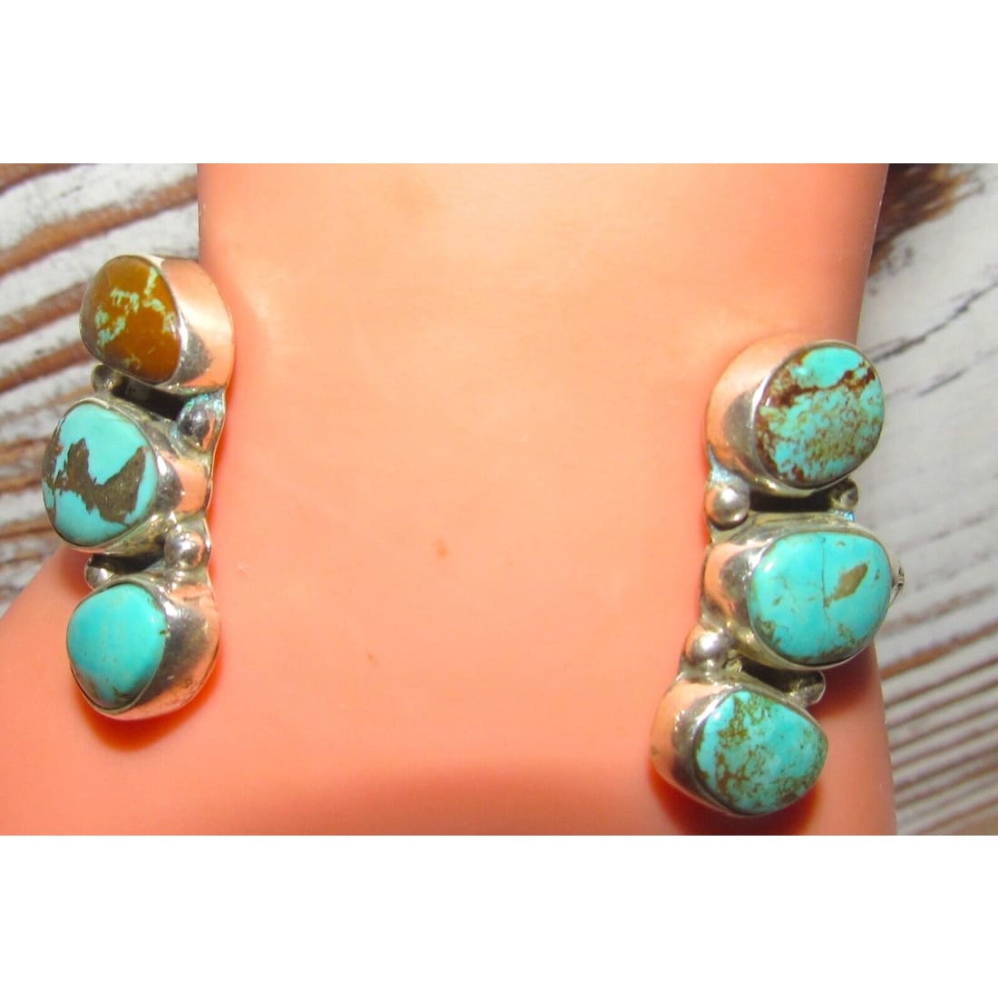 Navajo Royston Turquoise Sterling Open Stacker Cuff Bracelet