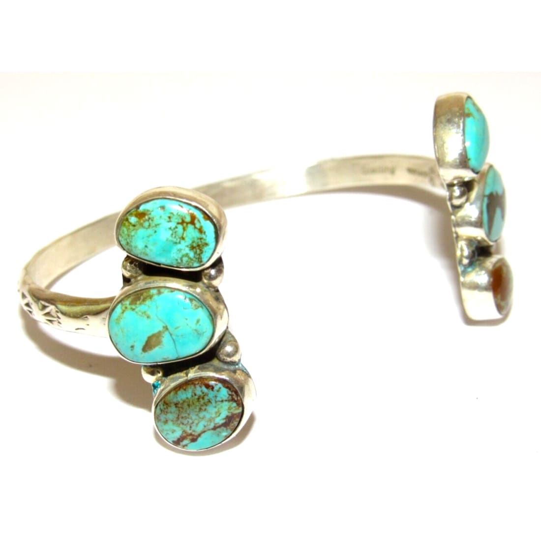 Navajo Royston Turquoise Sterling Open Stacker Cuff Bracelet