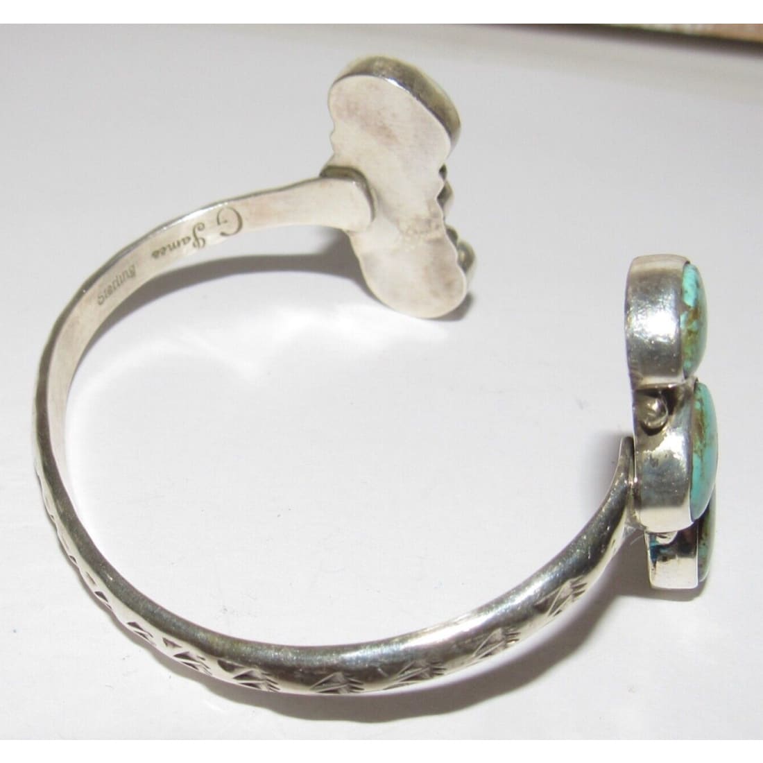 Navajo Royston Turquoise Sterling Open Stacker Cuff Bracelet